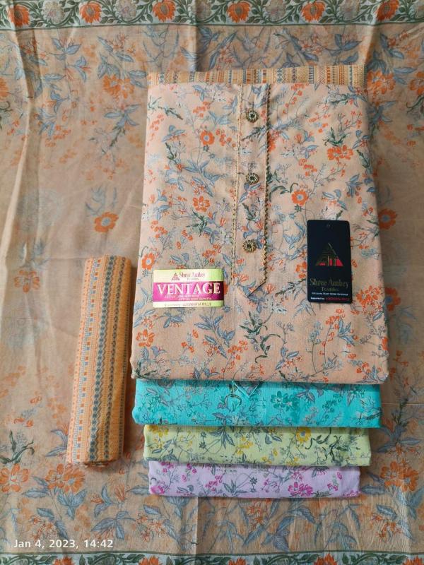 Sat 4 Matching Vintage  Indo Designer Dress Material